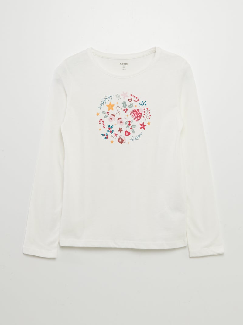 Camiseta estampada de manga larga BEIGE - Kiabi