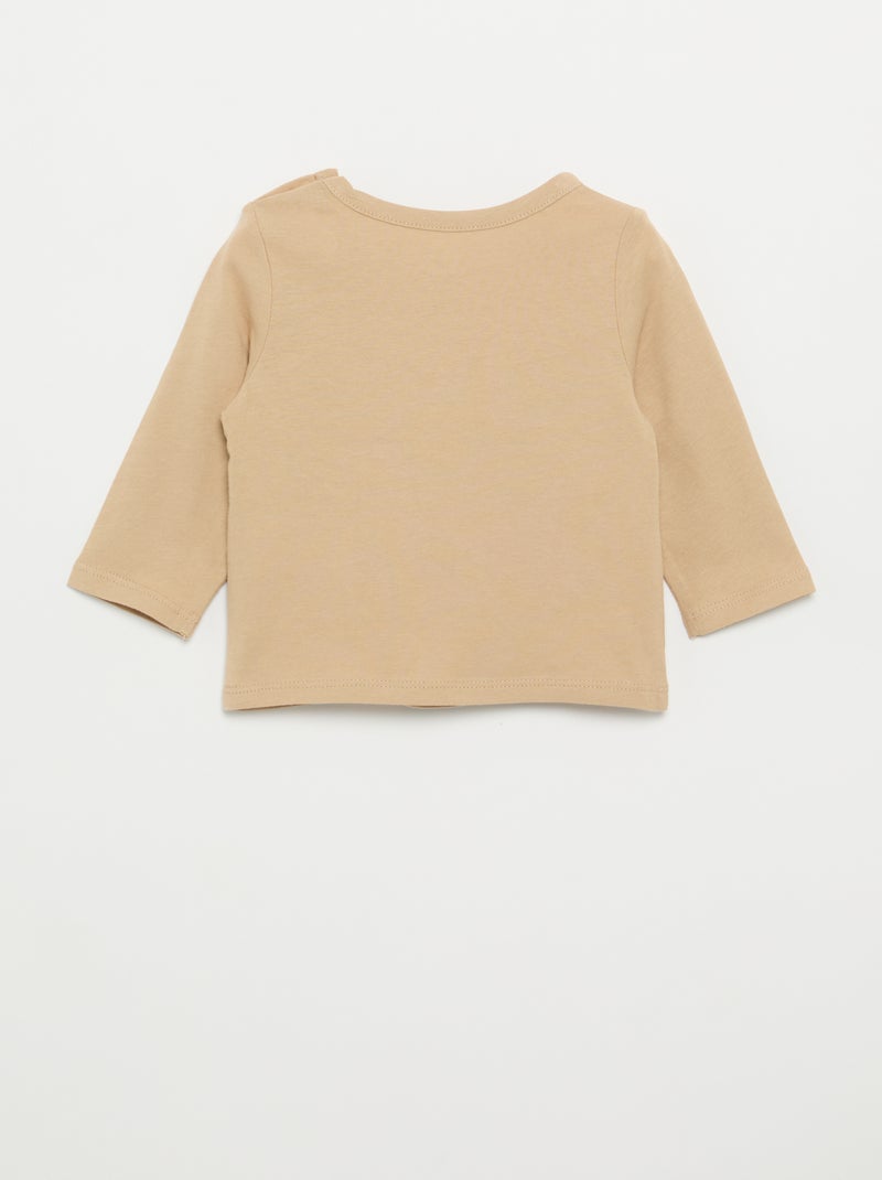 Camiseta estampada de manga larga Beige - Kiabi