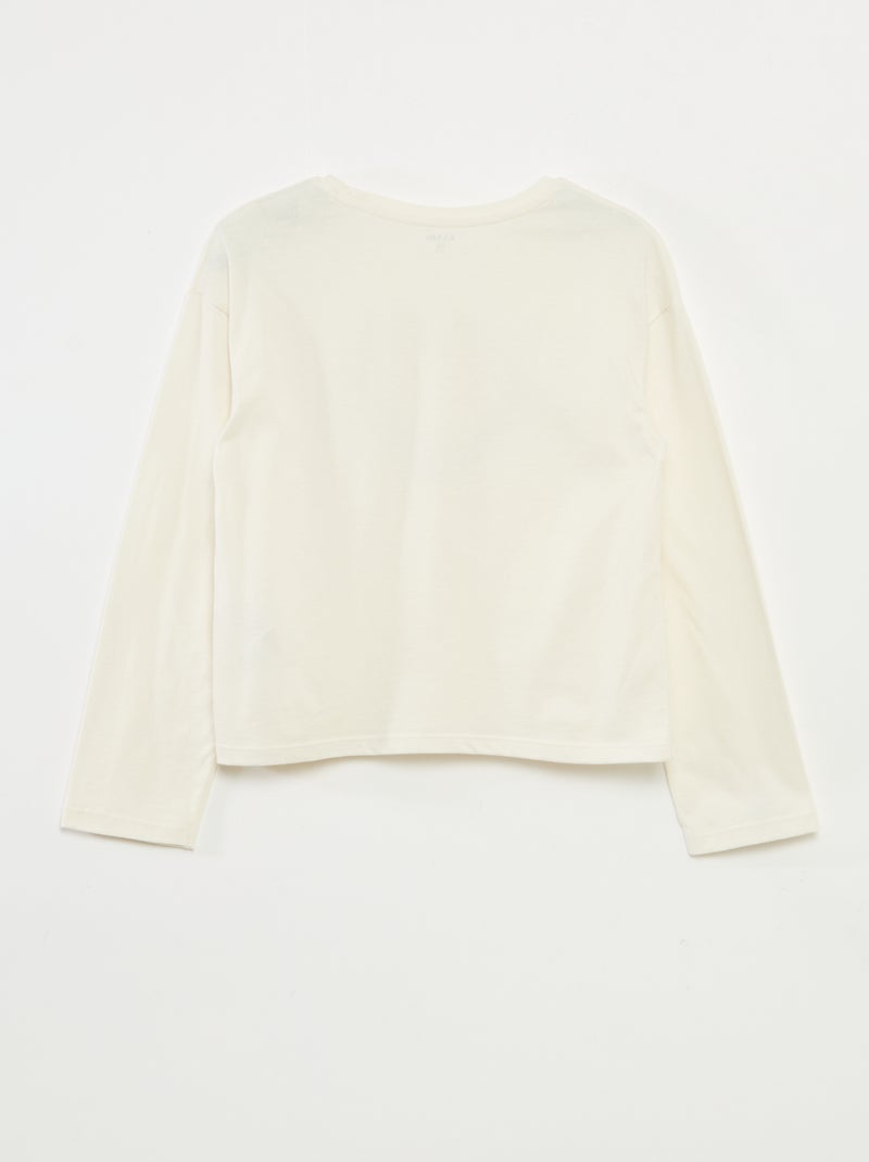 Camiseta estampada de manga larga Beige - Kiabi
