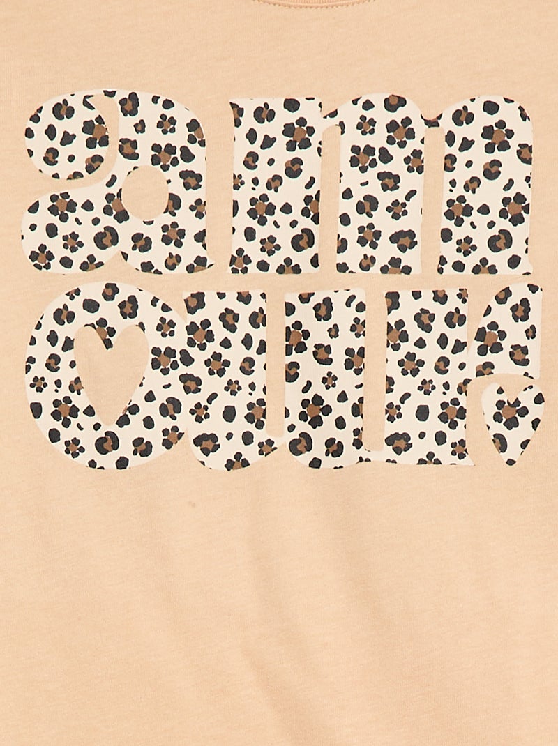 Camiseta estampada de manga larga Beige - Kiabi