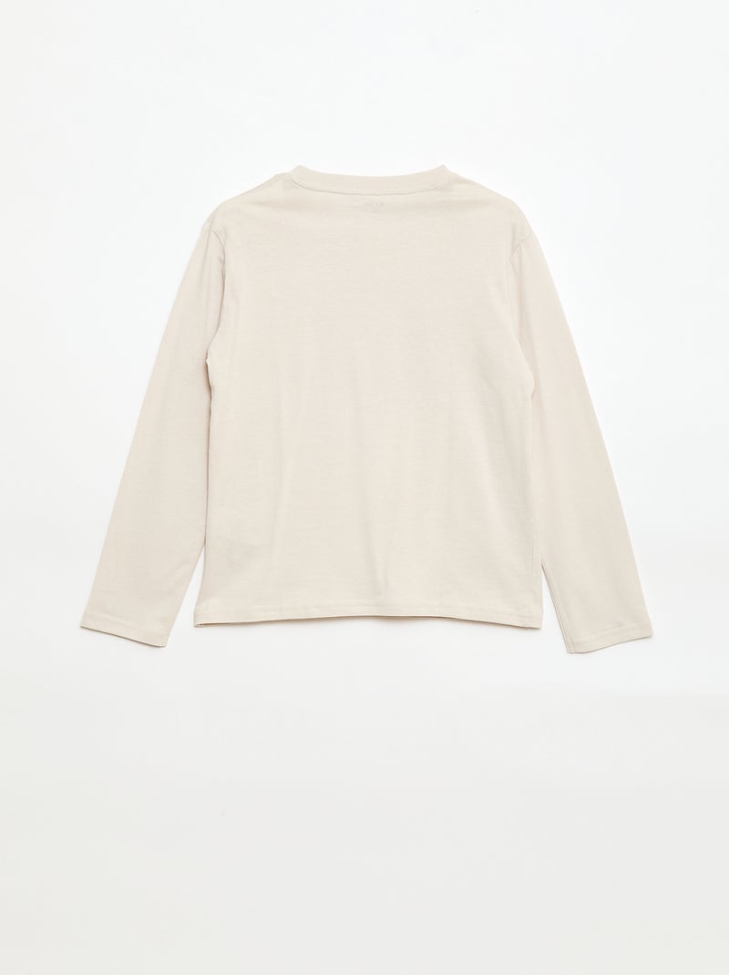 Camiseta estampada de manga larga Beige - Kiabi