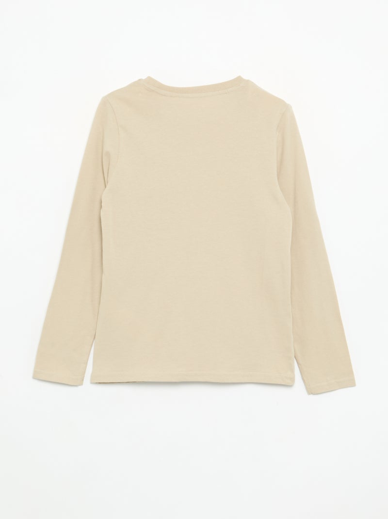Camiseta estampada de manga larga Beige - Kiabi