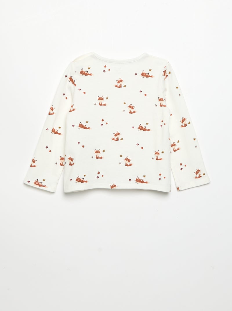 Camiseta estampada de manga larga Beige - Kiabi