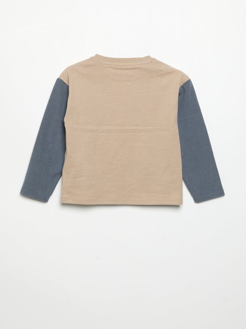Camiseta estampada de manga larga Beige - Kiabi