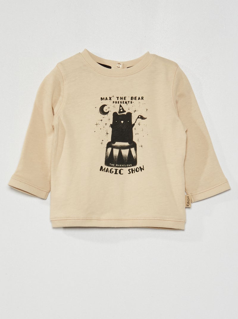 Camiseta 'estampada' de manga larga BEIGE - Kiabi