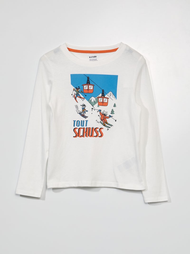 Camiseta estampada de manga larga BLANCO - Kiabi