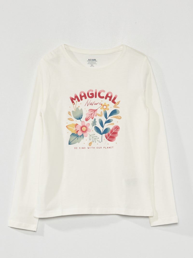Camiseta estampada de manga larga BLANCO - Kiabi