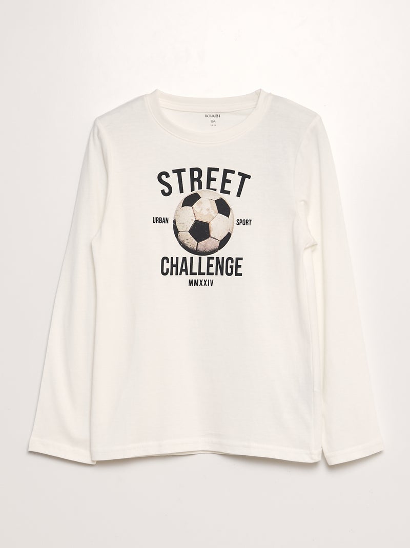 Camiseta estampada de manga larga BLANCO - Kiabi