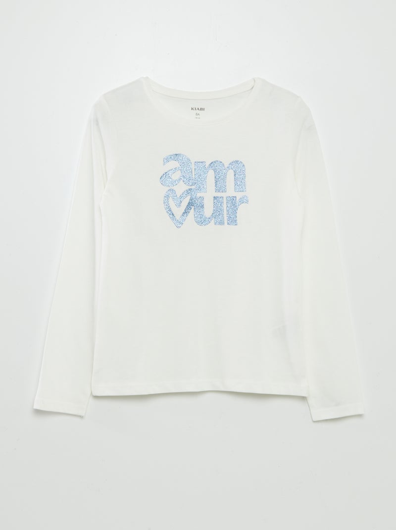 Camiseta estampada de manga larga BLANCO - Kiabi