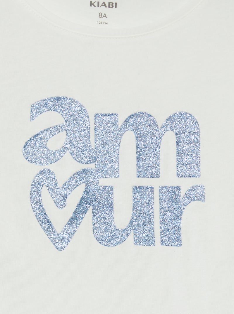 Camiseta estampada de manga larga BLANCO - Kiabi