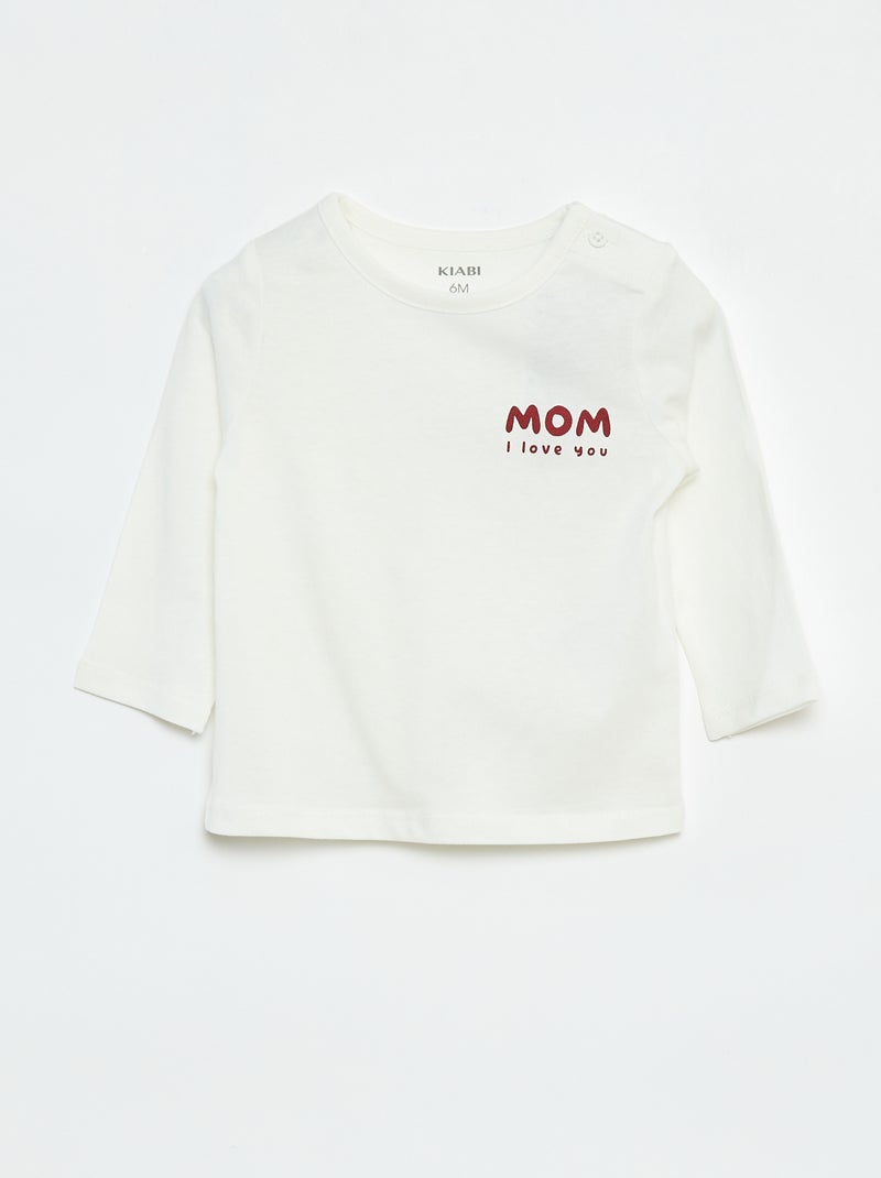 Camiseta estampada de manga larga Blanco - Kiabi