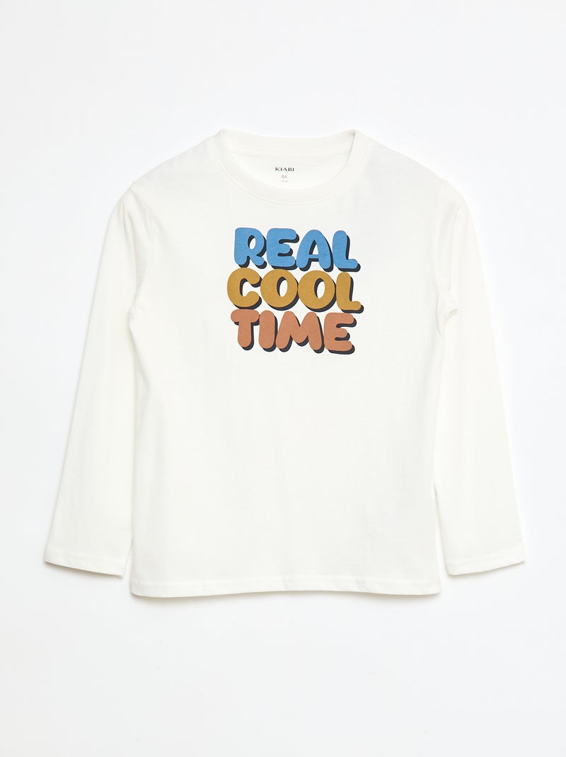 Camiseta estampada de manga larga Blanco - Kiabi