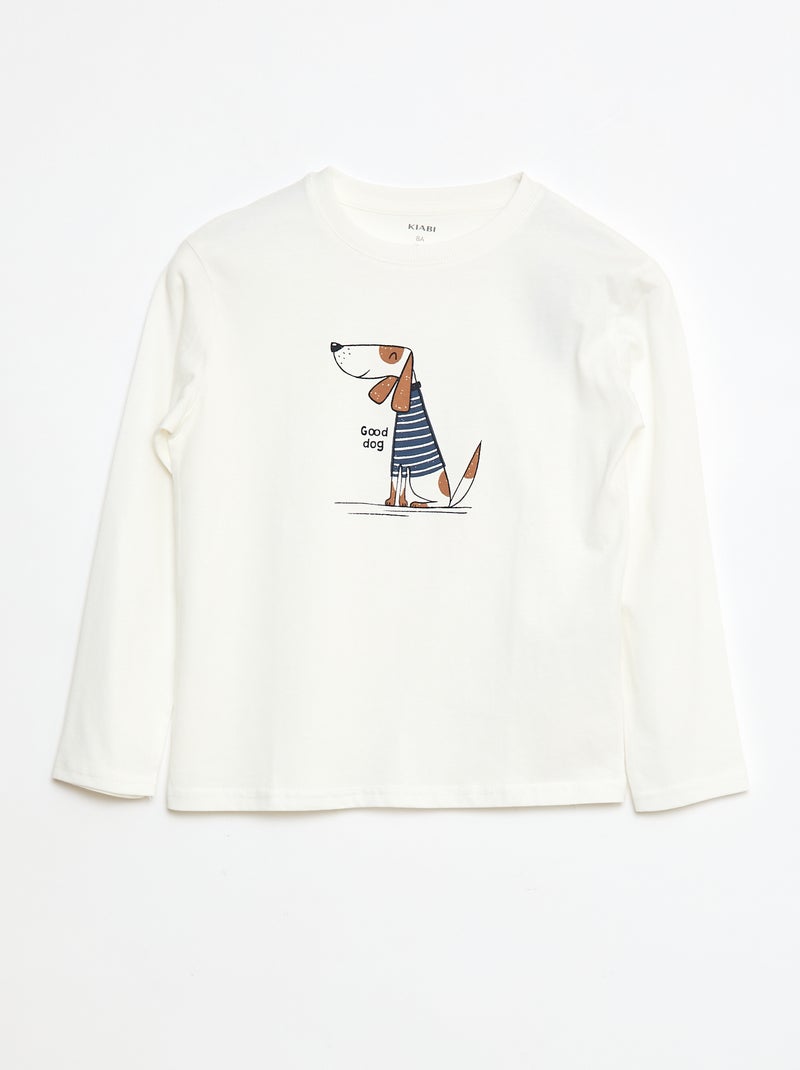 Camiseta estampada de manga larga Blanco - Kiabi