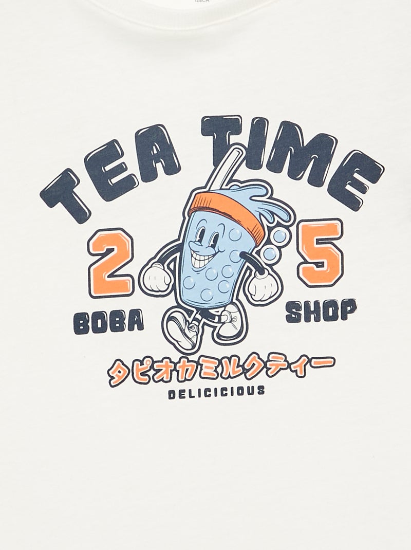 Camiseta estampada de manga larga Blanco - Kiabi