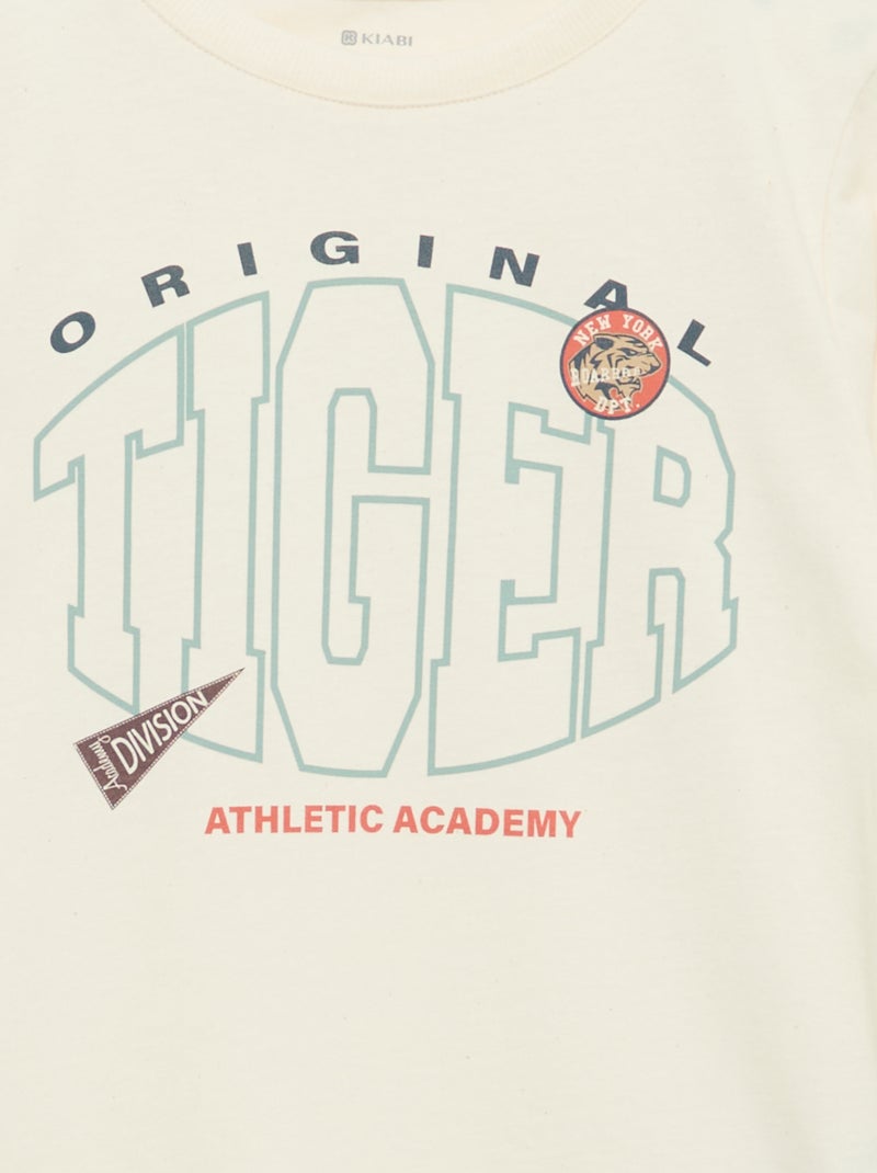 Camiseta estampada de manga larga Blanco - Kiabi