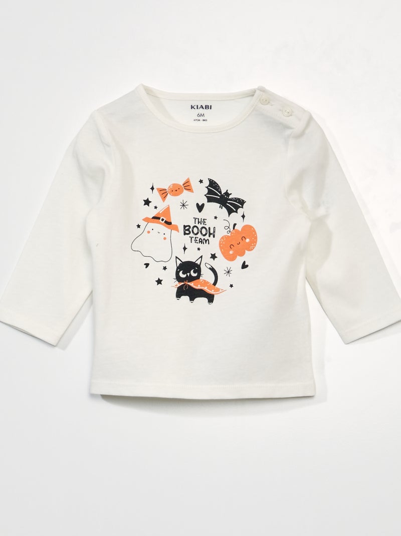 Camiseta estampada de manga larga BLANCO - Kiabi