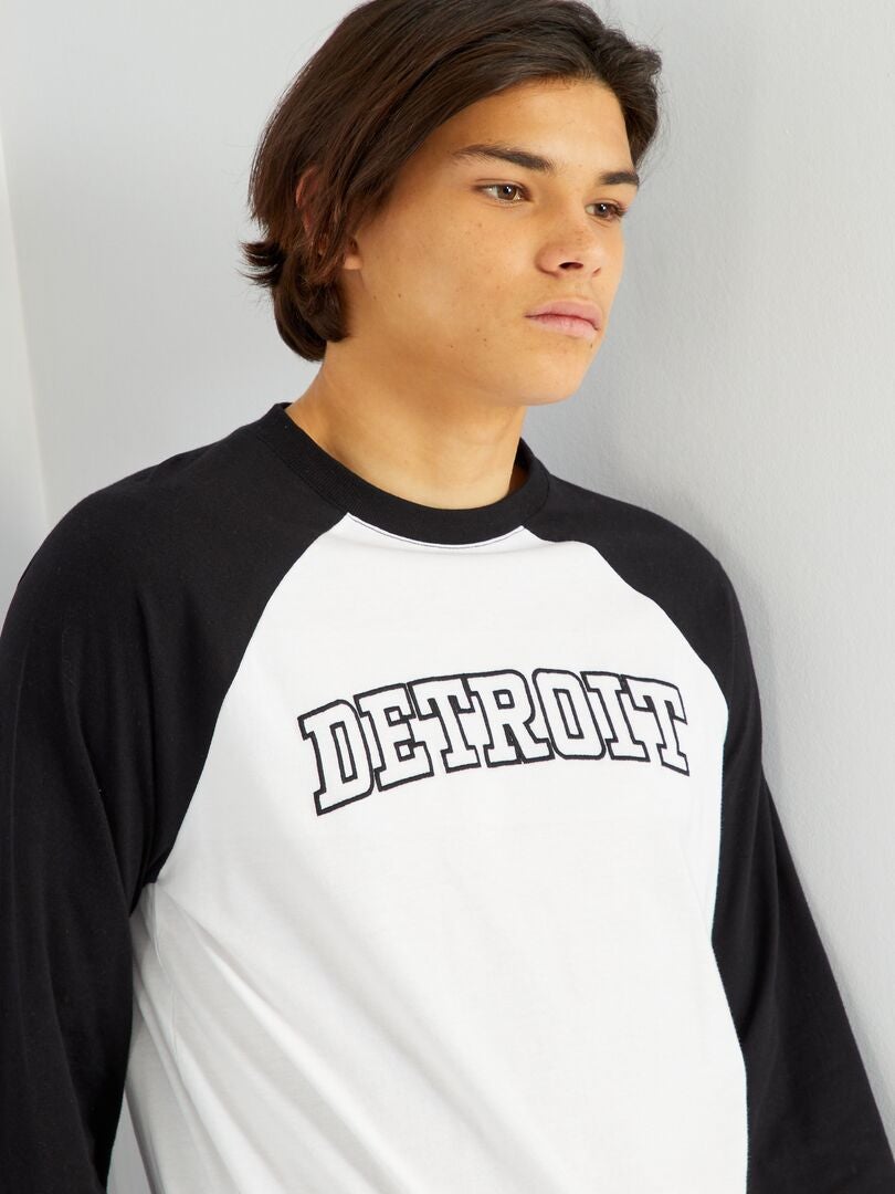 Camiseta estampada de manga larga BLANCO - Kiabi