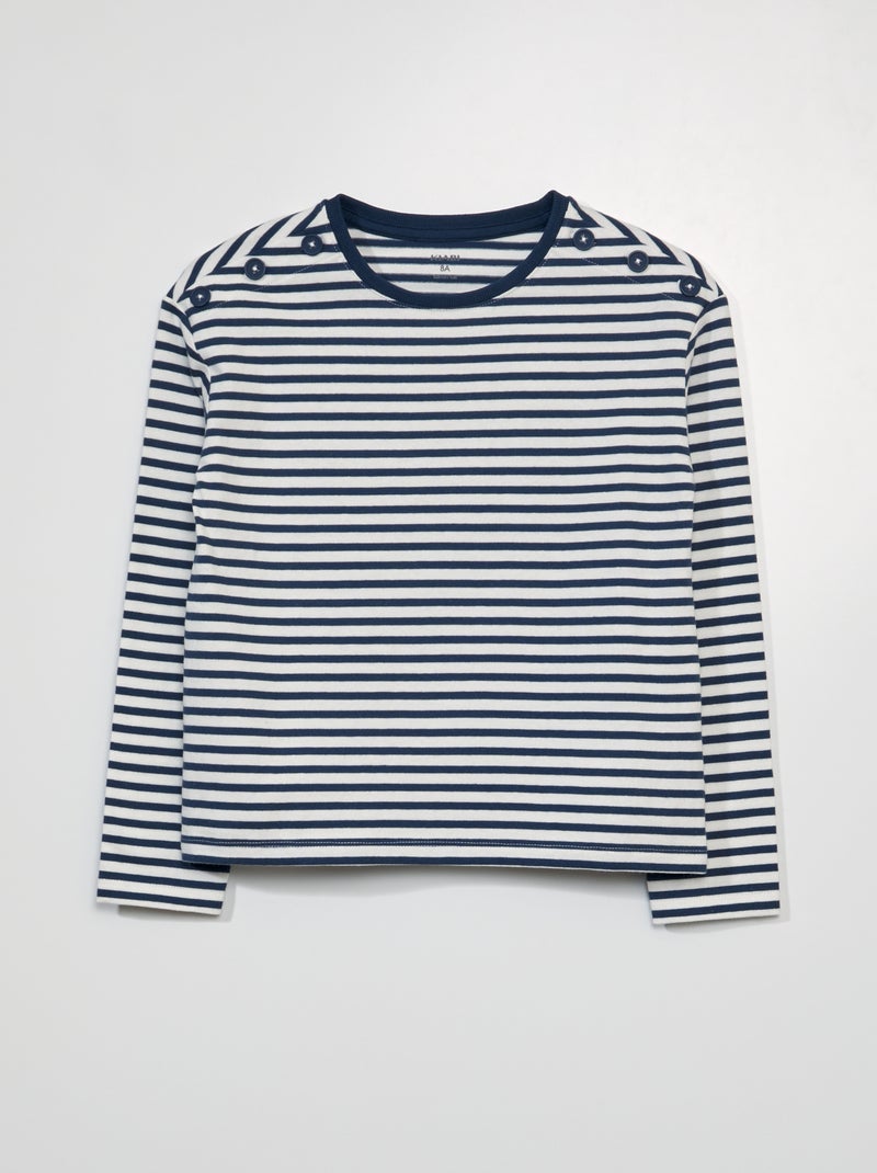 Camiseta estampada de manga larga de 'rayas' AZUL - Kiabi