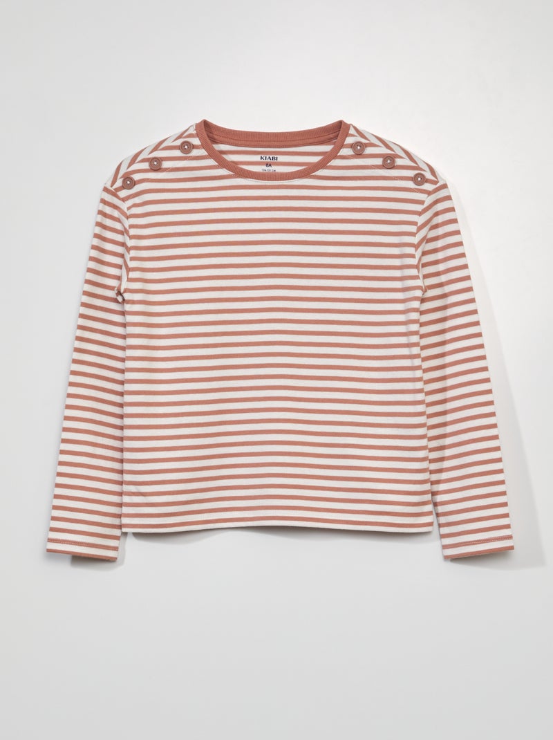 Camiseta estampada de manga larga de 'rayas' ROSA - Kiabi