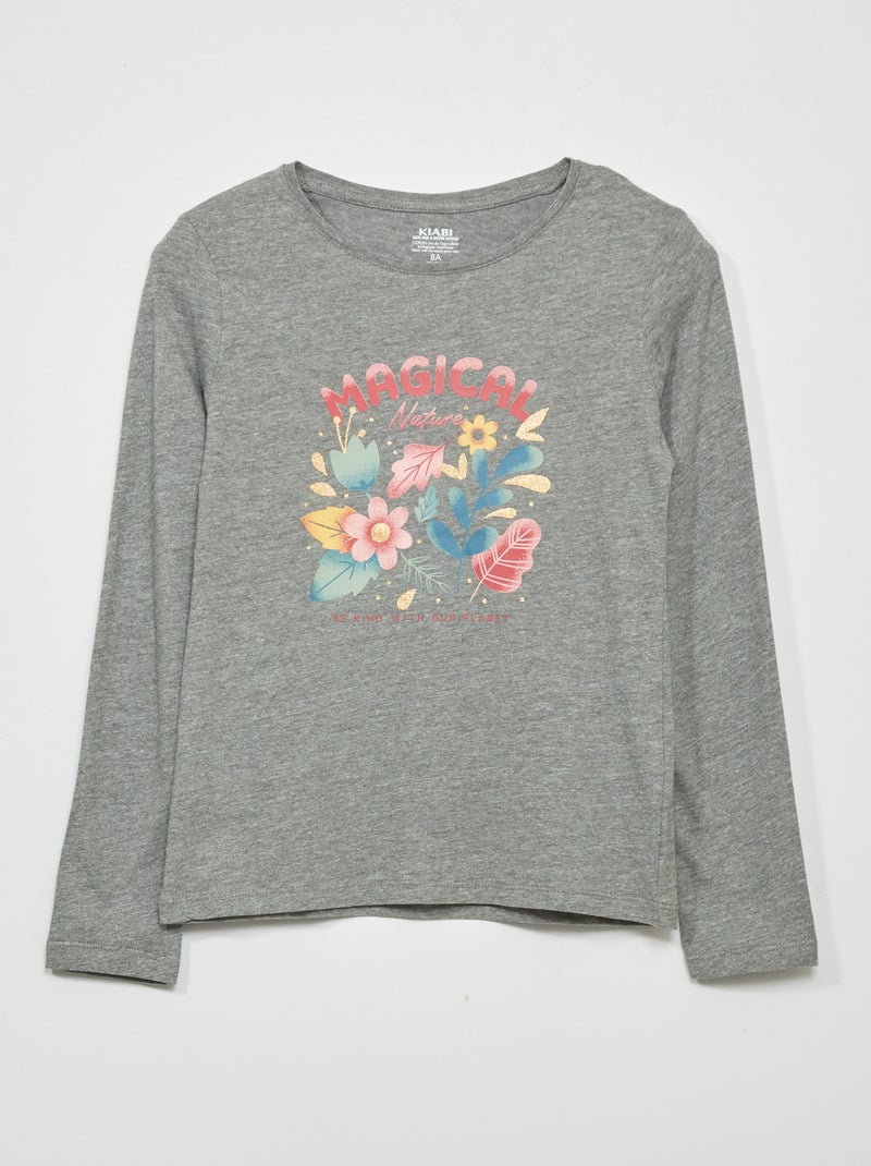 Camiseta estampada de manga larga GRIS - Kiabi
