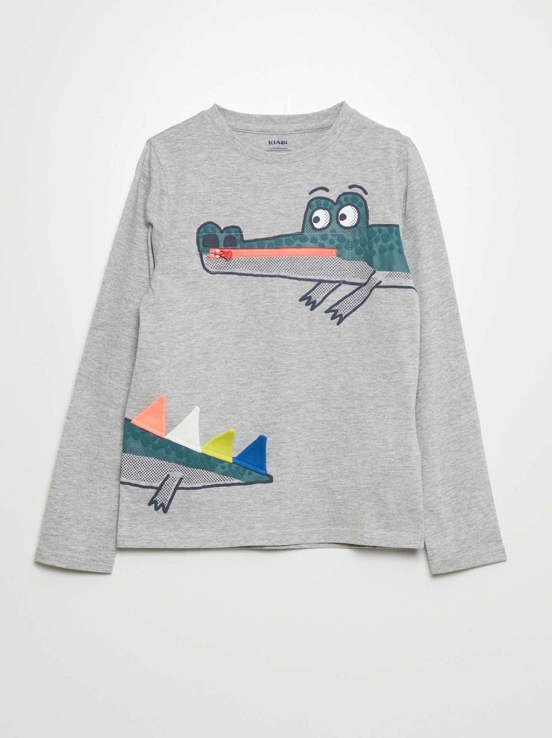 Camiseta estampada de manga larga GRIS - Kiabi