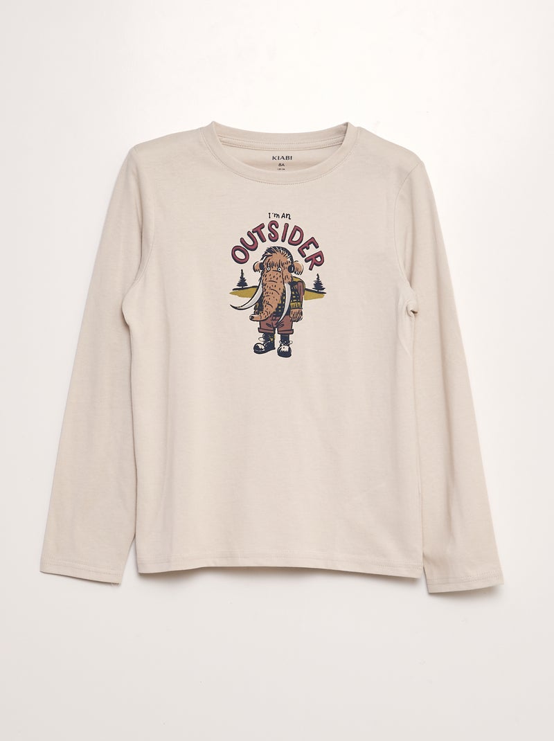 Camiseta estampada de manga larga GRIS - Kiabi