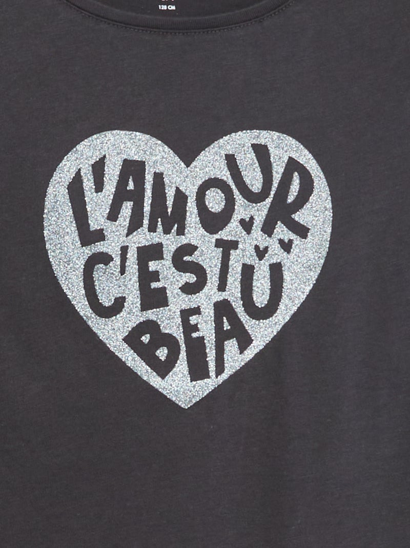 Camiseta estampada de manga larga GRIS - Kiabi