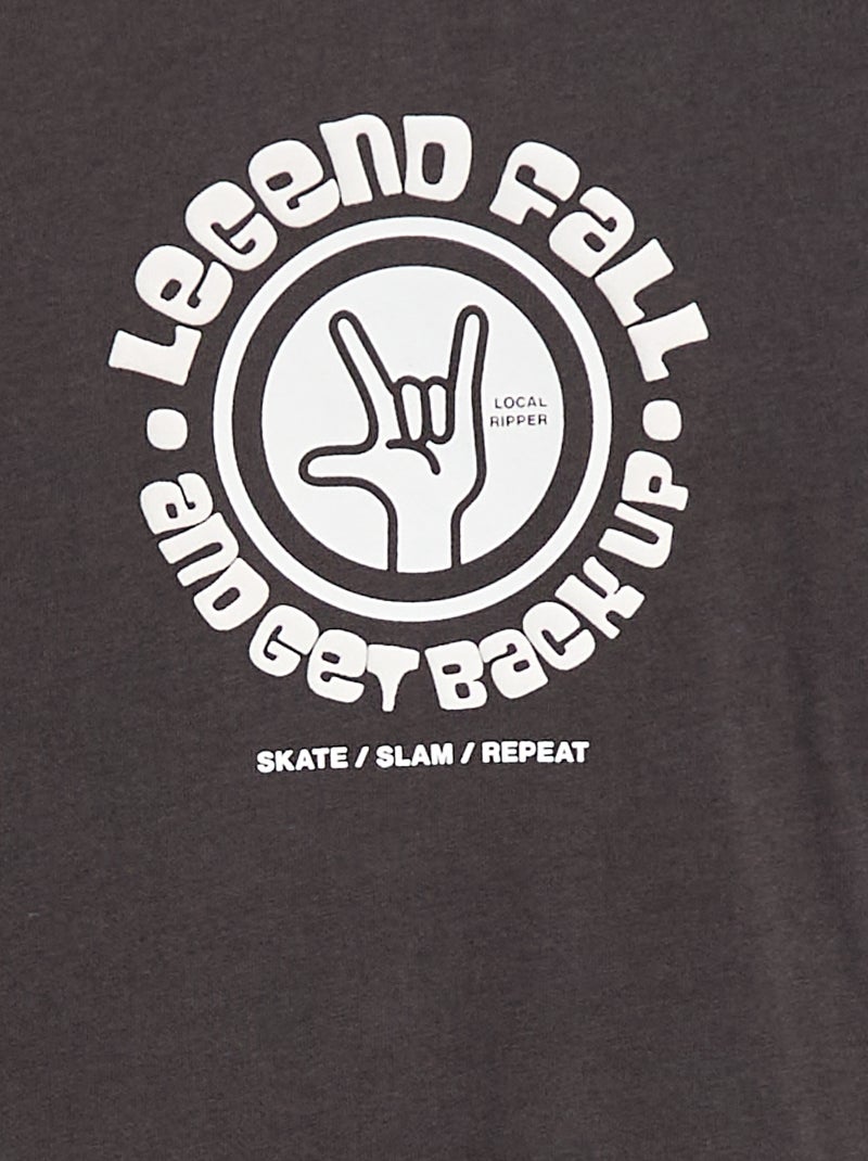 Camiseta estampada de manga larga Gris - Kiabi