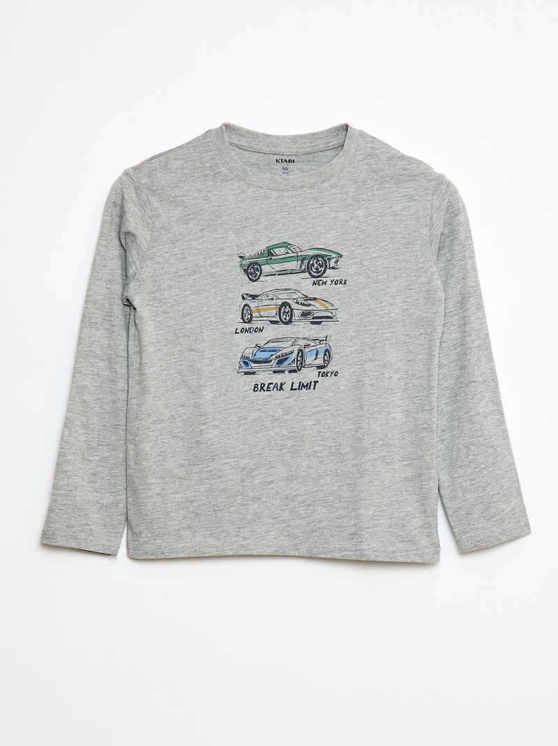 Camiseta estampada de manga larga Gris - Kiabi