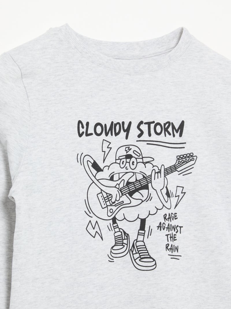 Camiseta estampada de manga larga Gris - Kiabi