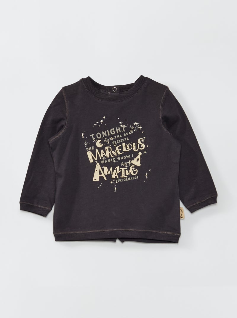 Camiseta 'estampada' de manga larga GRIS - Kiabi