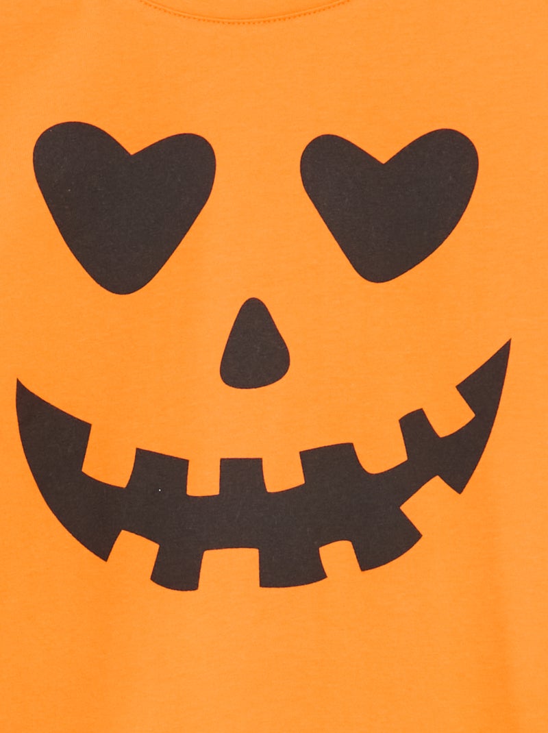 Camiseta estampada de manga larga Naranja - Kiabi