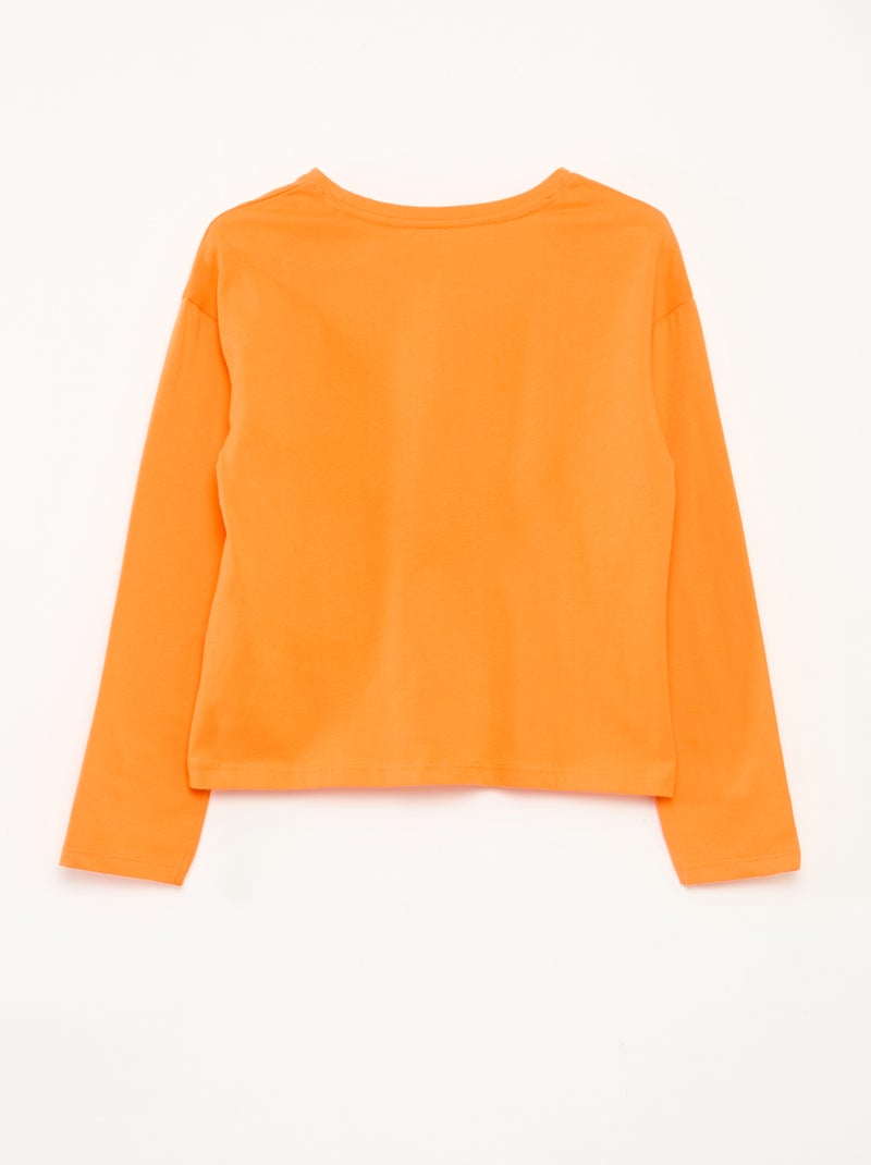 Camiseta estampada de manga larga Naranja - Kiabi