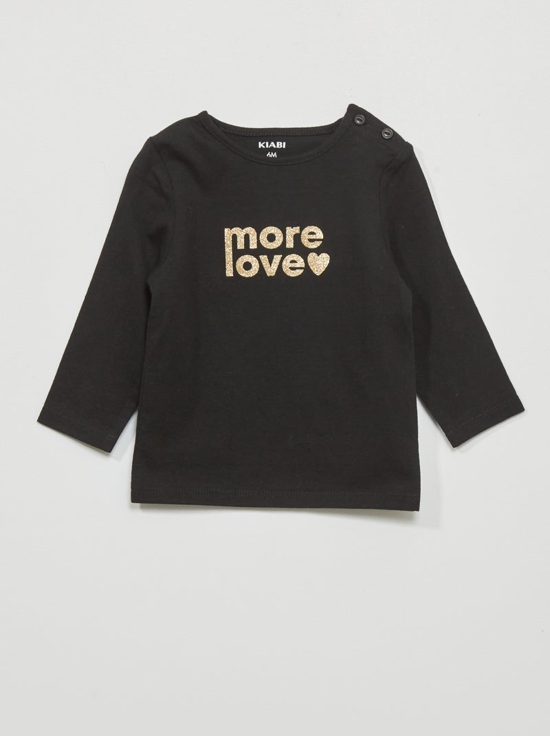 Camiseta estampada de manga larga NEGRO - Kiabi