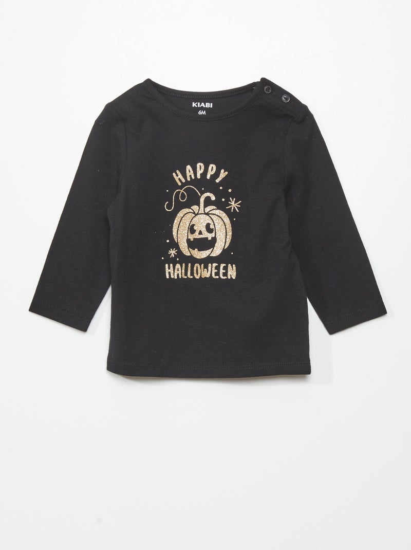 Camiseta estampada de manga larga NEGRO - Kiabi