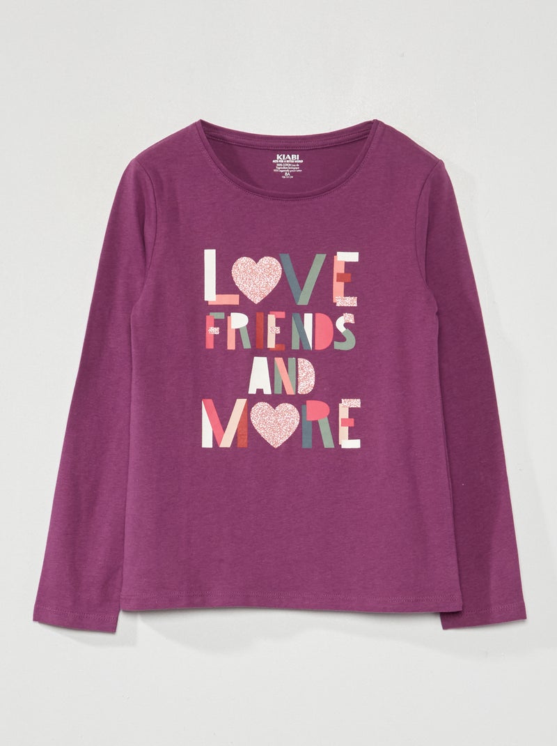 Camiseta estampada de manga larga PURPURA - Kiabi