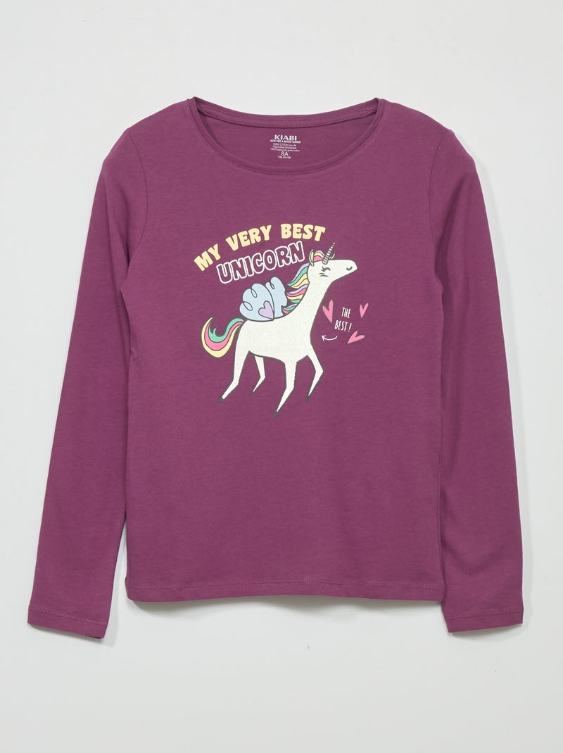 Camiseta estampada de manga larga PURPURA - Kiabi