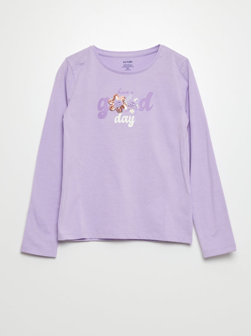 Camiseta estampada de manga larga PURPURA - Kiabi