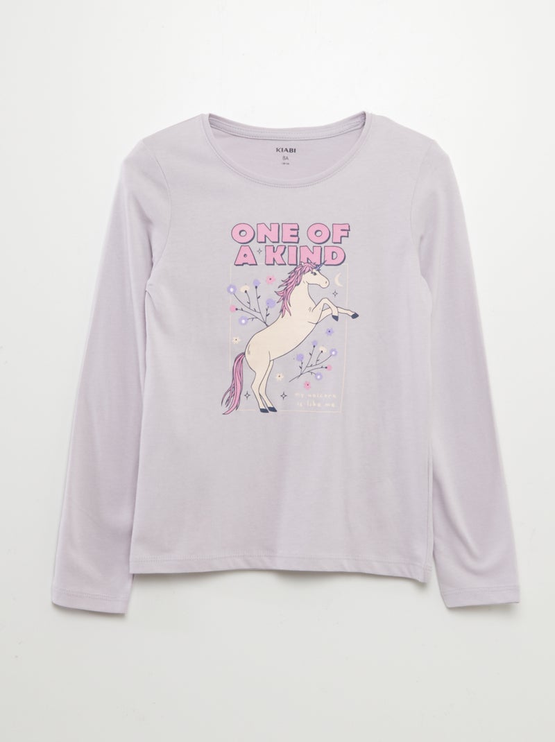 Camiseta estampada de manga larga PURPURA - Kiabi