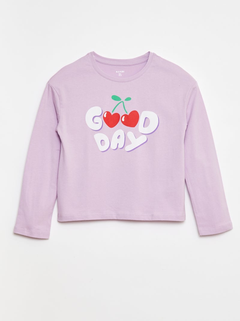Camiseta estampada de manga larga Purpura - Kiabi