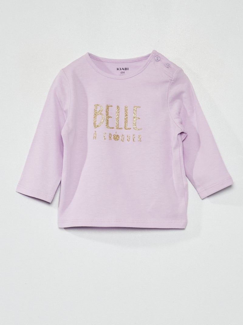Camiseta estampada de manga larga PURPURA - Kiabi