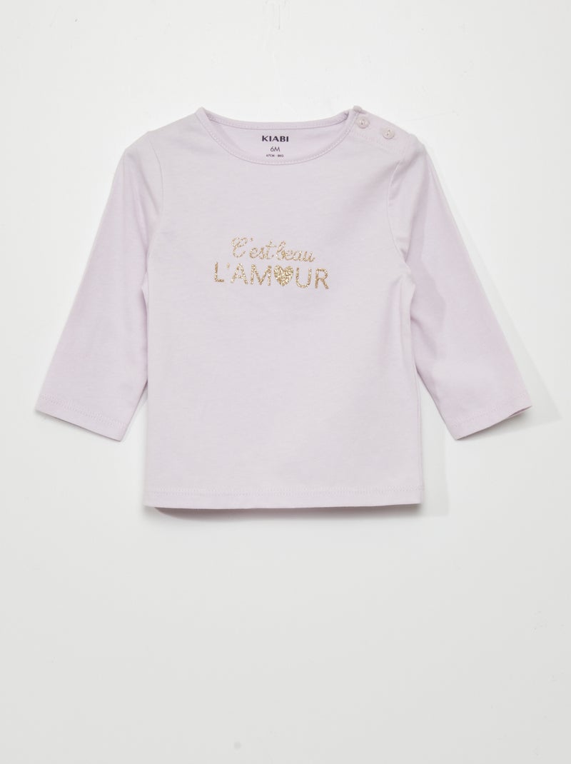 Camiseta estampada de manga larga PURPURA - Kiabi
