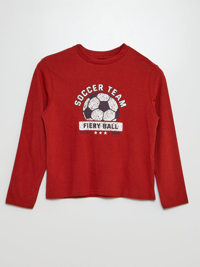 Camiseta estampada de manga larga ROJO - Kiabi