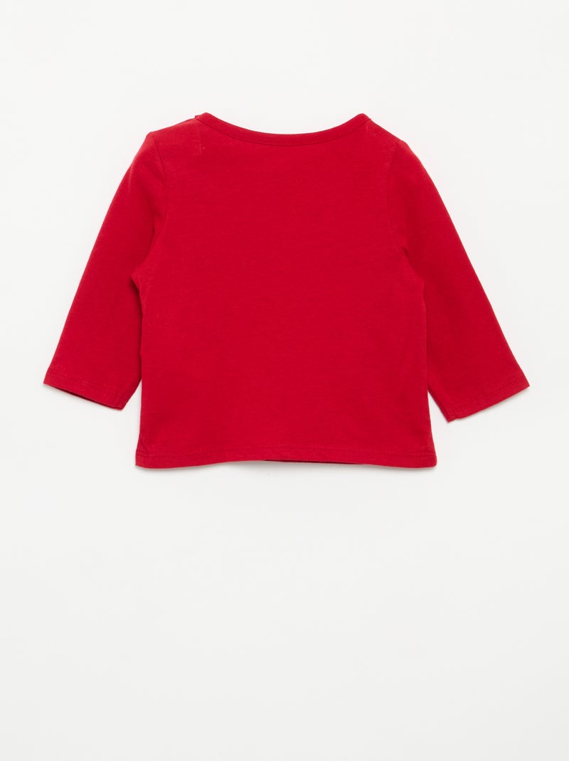 Camiseta estampada de manga larga Rojo - Kiabi