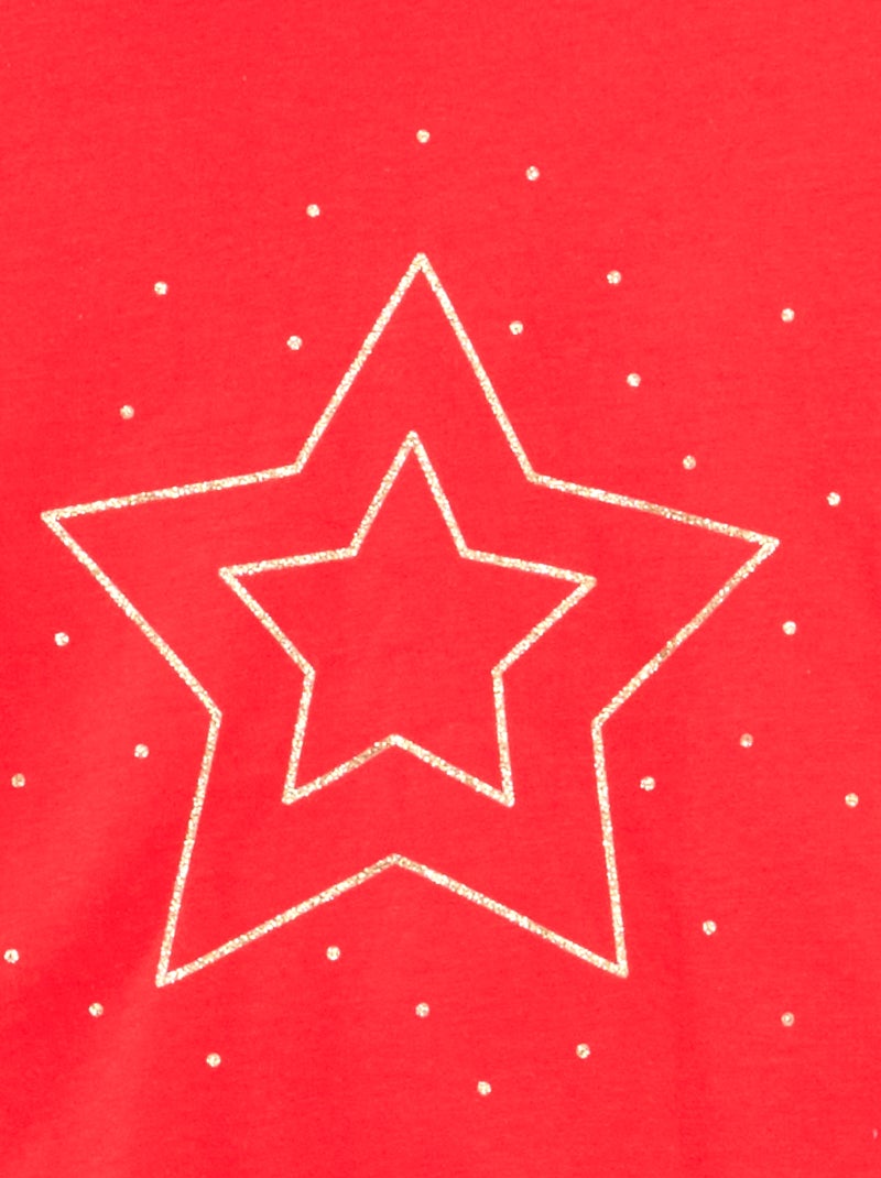 Camiseta estampada de manga larga Rojo - Kiabi