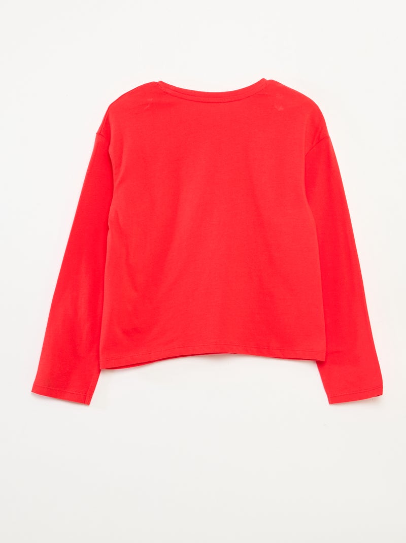 Camiseta estampada de manga larga Rojo - Kiabi