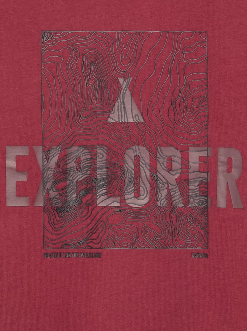 Camiseta estampada de manga larga Rojo - Kiabi