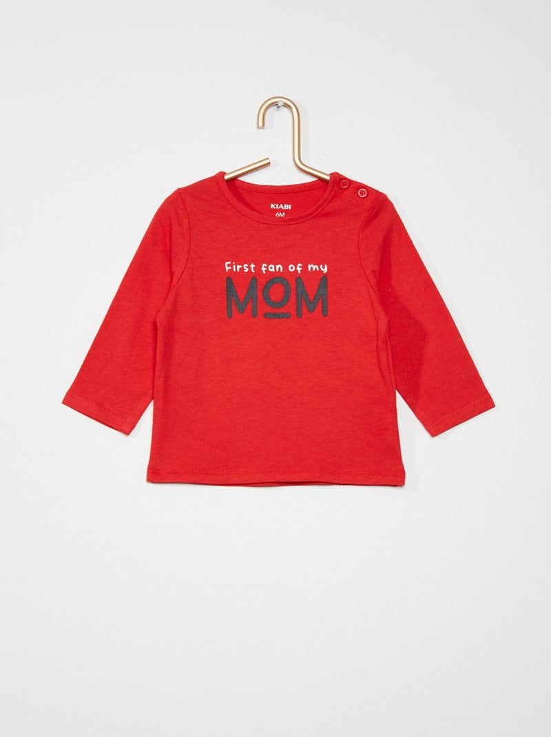 Camiseta estampada de manga larga ROJO - Kiabi