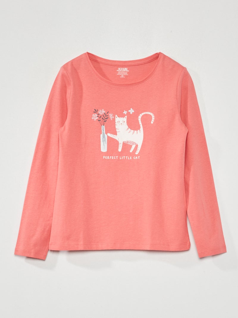Camiseta estampada de manga larga ROSA - Kiabi