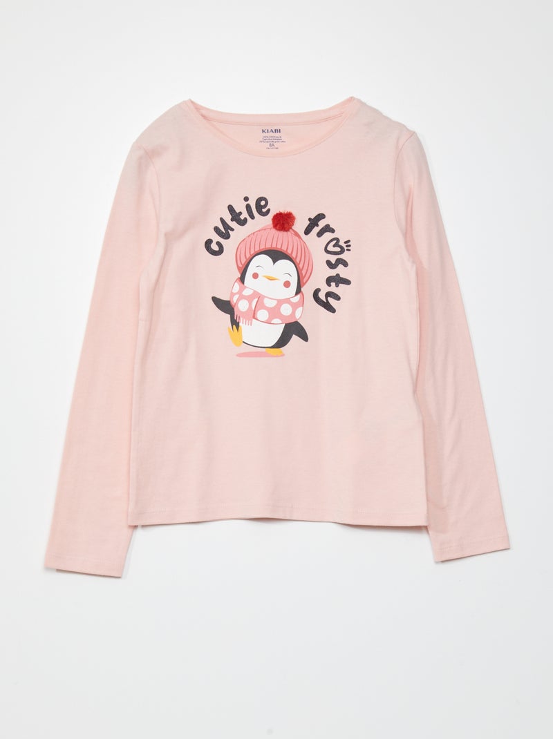 Camiseta estampada de manga larga ROSA - Kiabi